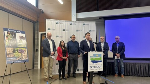 Washington state Department of Ecology Director Casey Sixkiller speaks alongside local leaders on a new effort to respond to Washington's persistent droughts.