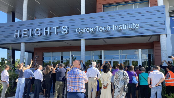 A couple of hundred people attended a ribbon cutting and official opening for a new vo-tech institute in Lee County.