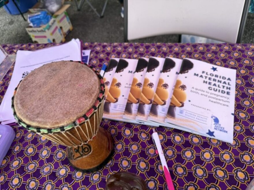 The Southern Birth Justice Network keeps a small drum at the midwifery clinic’s booth. The drum represents the profession’s connection to culture and ancestry.