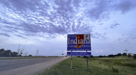 This photo from, August 3, 2022, shows a sign on Interstate 70 West in Richmond, Indiana, welcoming travelers to Indiana. Monica Eberhart traveled this route from Dayton, Ohio to Indianapolis to receive abortion care.