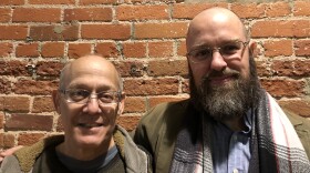 Poets Alan Shapiro (left) and Jonathan Farmer (right) discuss the communal nature of poetry.
