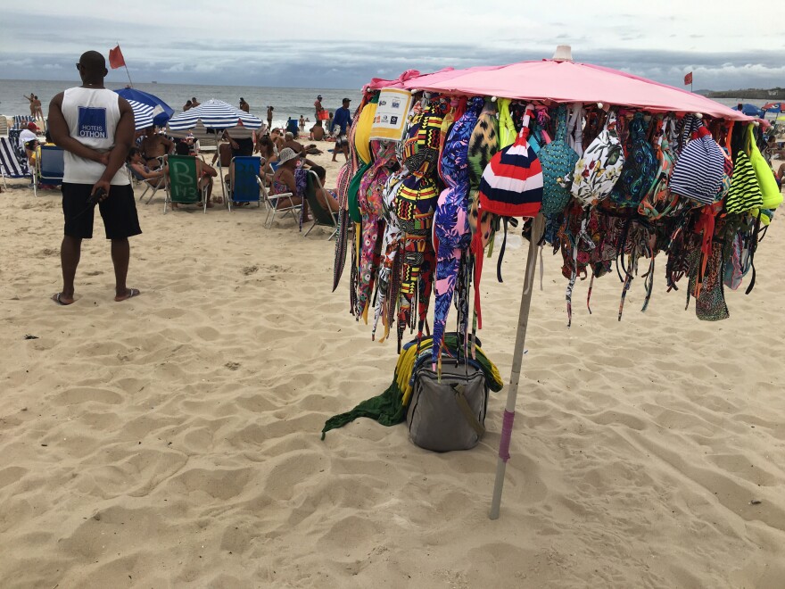 Items for sale on Rio's Copacabana Beach.