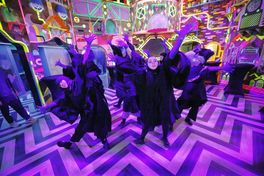 Cast members of “Phenomenomaly,” a new immersive show, perform during their dress rehearsal at Meow Wolf Grapevine, Tuesday, Nov. 11, 2025, in Grapevine.
