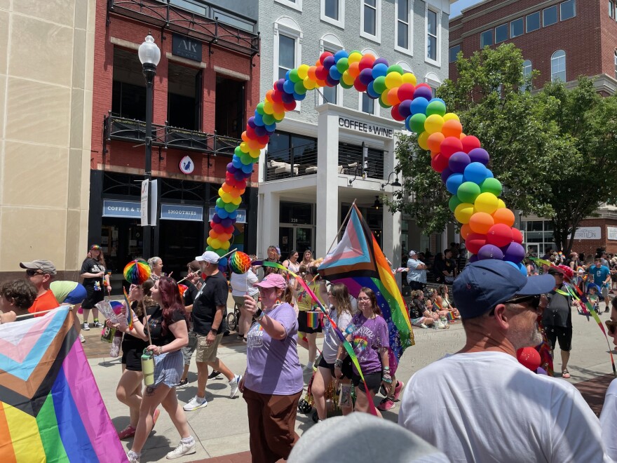 The River City Pride Parade makes its way down Main St. in Downtown Evansville, June 6, 2026