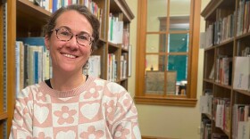 Easthampton, Mass. author Megan Tady stands in the stacks at Forbes Library in Northampton, Mass.