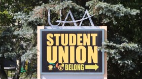 The Student Union sign at the University of Alaska Anchorage .
