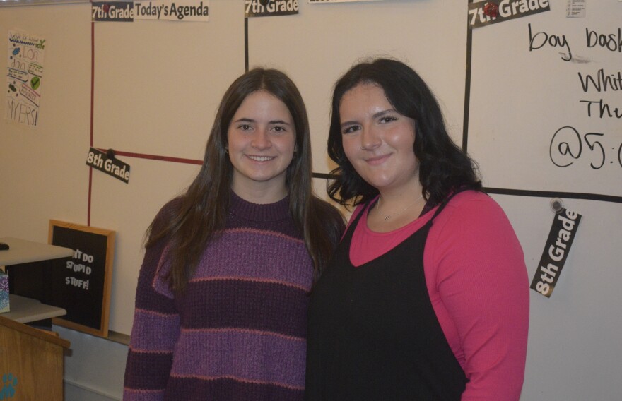 Tessa Ashley, left, and Teagan Gray both teach at Metcalf while enrolled at Illinois State.