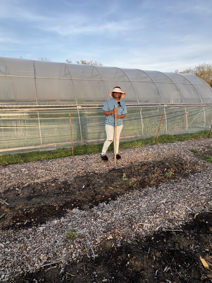 First-generation farmer Markisha Parker works on her farm in Trumbull County