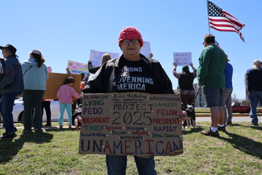 Stacey Sarahkinis attended the Joplin No Kings Protest on March 28, 2026.