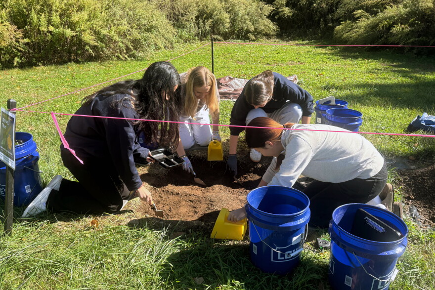 Students digging in during the Introduction to their Archaeology course at the Ethel Walker School October 15, 2026.
