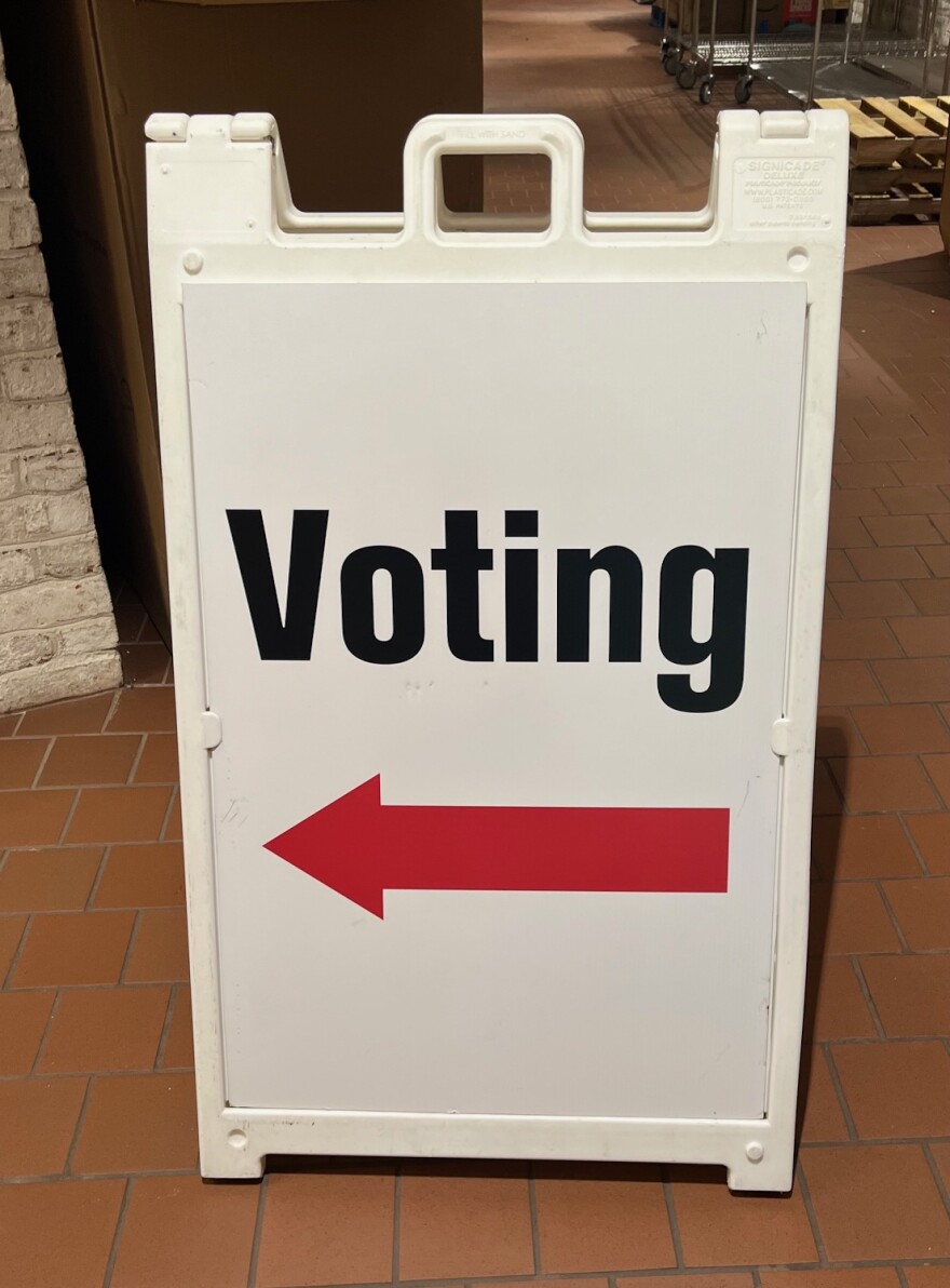 A voting sign posted in Hamilton County on Election Day.