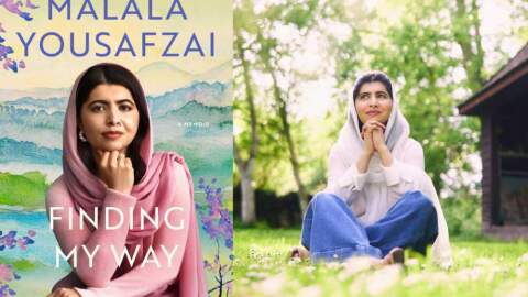 The cover of "Finding My Way" and author Malala Yousafzai. (Courtesy of Atria Books and Rinaldo Sata)