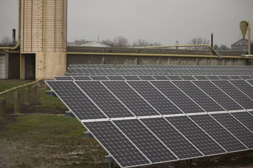 A solar array at Wible Lumber in northeast Indiana.