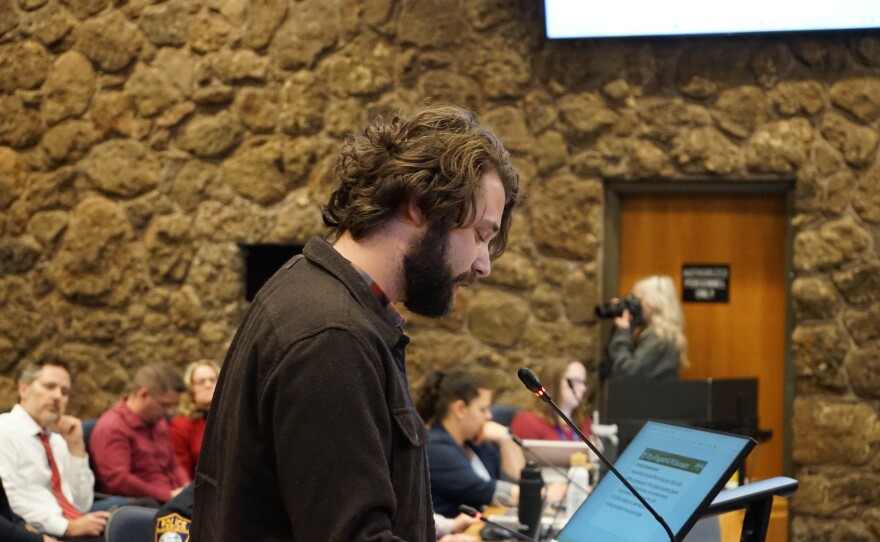 Flagstaff resident Brendan Trachsel was among those who voiced opposition to Flagstaff's automated license plate camera program during a council meeting, December 16, 2025.