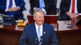 Idaho Gov. Brad Little delivers his 2023 State of the State address held at the Idaho State Capitol in Boise, Idaho.