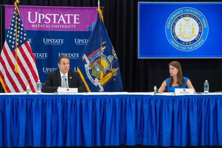 New York Governor Andrew Cuomo holds daily Coronavirus press brief in Syracuse on May 14, 2020.