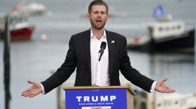 Eric Trump, the son of President Donald Trump, speaks at a campaign rally for his father, Tuesday, Sept. 17, 2020, in Saco, Maine.