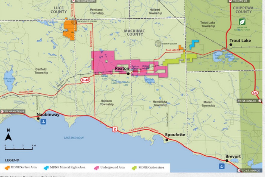 Areas in question for the land deal in Michigan's UP.