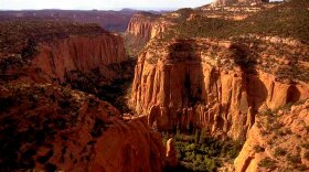 The Upper Gulch section of the Escalante Canyons within Grand Staircase-Escalante National Monument features sheer sandstone walls, broken occasionally by tributary canyons, shown in an undated photo. (AP Photo/Jerry Sintz)