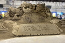 A large sand sculpture commemorating the 250th anniversary of the Declaration of Independence inside the Center of Progress building at the New York State Fair.
