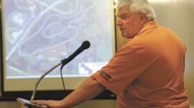 Wendell Strode, National Corvette Museum executive director, talks about a proposed motorsports park Wednesday during his presentation to the Bowling Green Noon Rotary Club at Bowling Green Country Club.