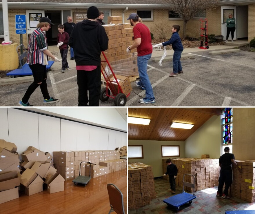 A meal delivery by the Council on Aging of Southwestern Ohio in late March. 70,000 meals were delivered this day.