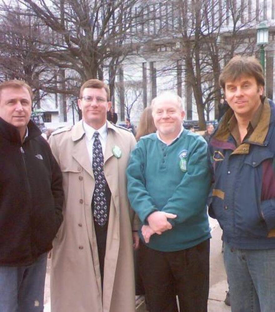 Pastor Charlie, Tim Carney, Albany committeman Tom Scarff and Albany County Legislator Brian Scavo at West Capitol Park 03 March 2010.