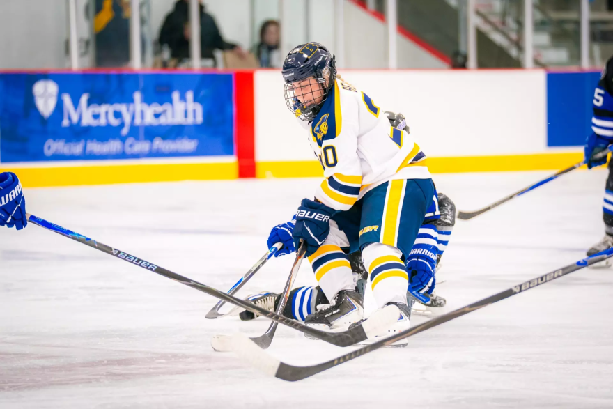 Beloit forward Addison Gruhlke in a game against UW-Eau Claire