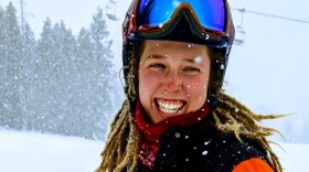 Katy Willcox ski patrolling at Buttermilk in January 2020.