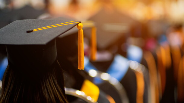 This stock images shows a graduation ceremony.