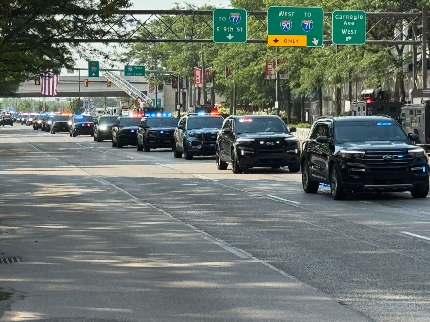 A funeral procession for fallen Lorain Police Officer Phillip Wagner was held July 30, 2025 in Downtown Cleveland.