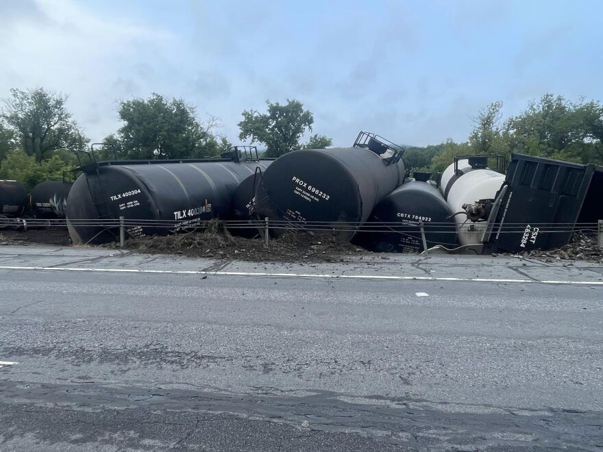 A CSX train derailed in Scotia, NY on Aug. 4, 2023 