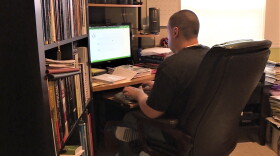 Avon High School teacher Matt Noble works from home.