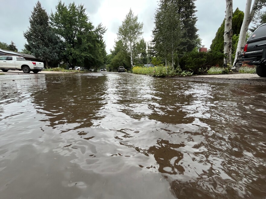 Flooding continued in the Coconino Estates neighborhood in west Flagstaff on Aug. 7, 2022.