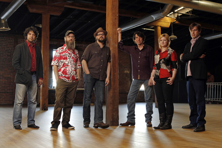 This Jan. 29, 2011 photo shows the music group Drive-By Truckers, from left, Jason Isbell, Brad Morgan, Patterson Hood, Mike Cooley, Shonna Tucker and John Neff in Nashville, Tenn. (AP Photo/Mark Humphrey)