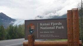 a sign says "Kenai Fjords National Park"