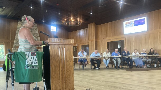 Clinton resident Elizabeth Dehner Huizenga speaks to Clinton's City Planning Commission on July 15, 2026.