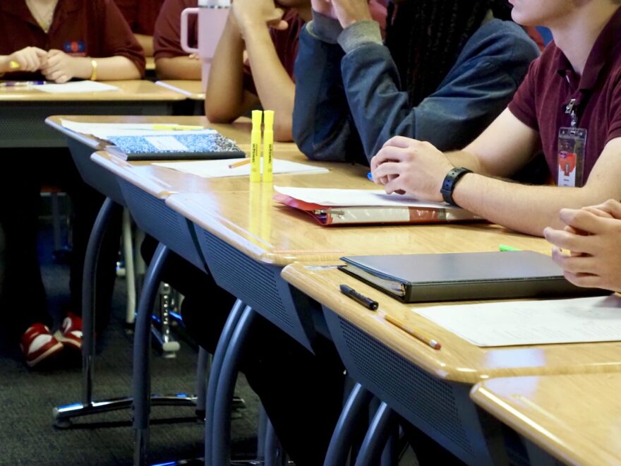 Students sit at desks in an English language arts classroom at Dove Science Academy in Warr Acres on Aug. 19, 2025.