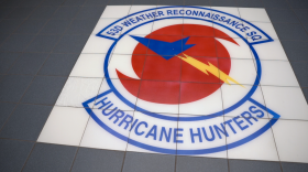 The Hurricane Hunter's logo on display in the office at Keesler Air Force Base in Biloxi, MississippiMatt Abramson / WUFT