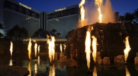 People watch the Volcano show at the Mirage hotel-casino along the Las Vegas Strip Thursday, May 16, 2024, in Las Vegas. The iconic casino will shut its doors this summer on July 17, 2024, the end of an era for a property credited with helping transform Sin City into an ultra-luxury resort destination