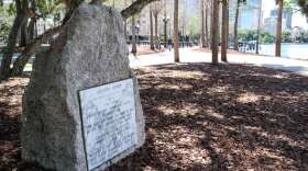 How did Orlando get its name? A plaque commemorating Orlando Reeves sits on the shore of Lake Eola, but Ben Brotemarkle says the origins may be more Shakespearean. Photo by Visitor7 via Wikimedia Commons