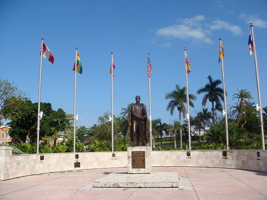Bolivar statue at Bayfront Park in Miami, FL 