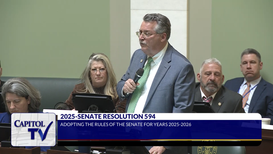 Sen. Mark McKenney, a Warwick Democrat, introduced proposed rules for the Rhode Island Senate on Thursday, March 13, 2025. The rule changes, which were unanimously approved, include requiring the chamber to post written testimony online.