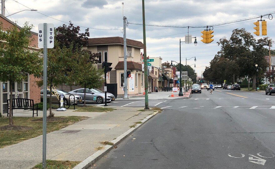 The CDTA bus stop was moved ahead of the traffic light beyond the corner of Ontario and New Scotland. 