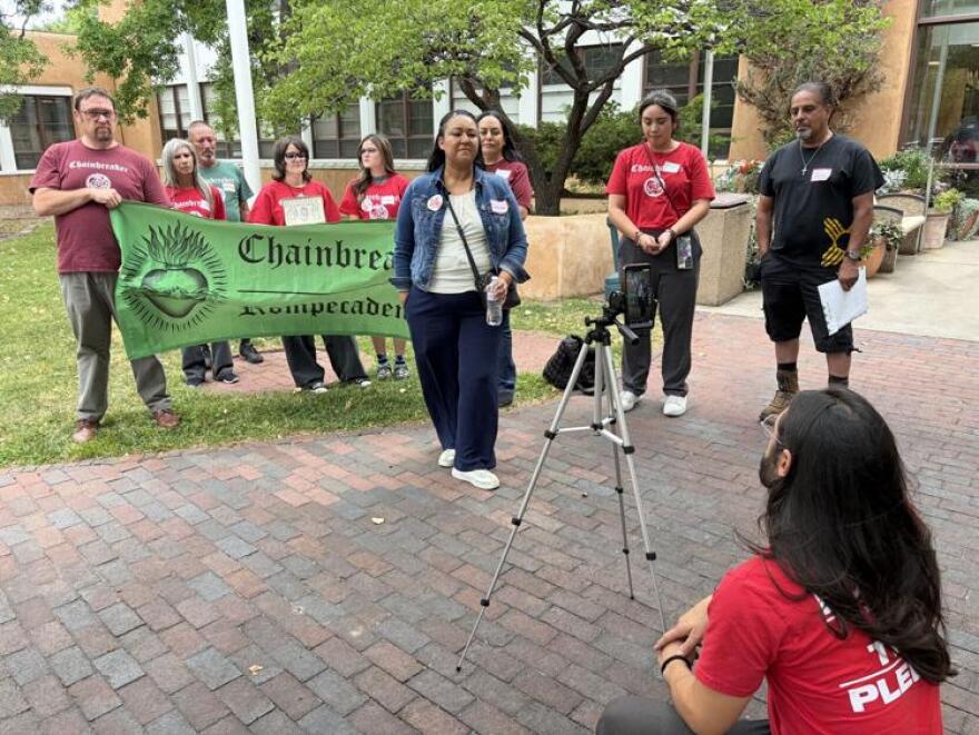Camerina Terto speaks during a Facebook livestream by Chainbreaker Collective about the experience of living with her family who was displaced from the Sangre de Cristo apartment complex by a fire. The workers' rights collective held a news conference in advance of Wednesday's City Council meeting advocating for the creation of a city eviction prevention fund.