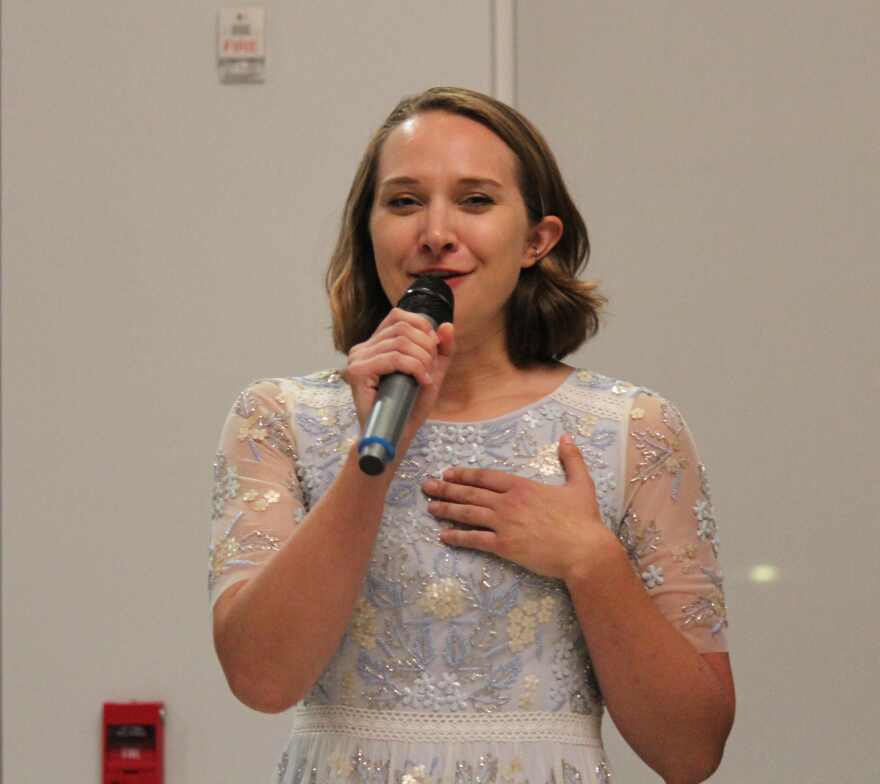 Mezzo-soprano Kara Morgan performs during finals of the Pavarotti Foundation Opera Naples International Voice Competition.