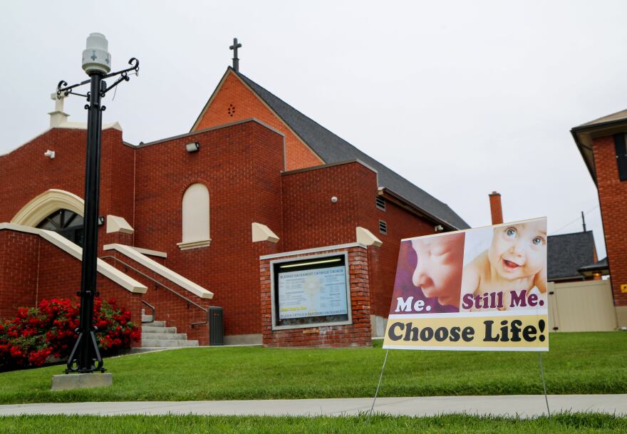 The Blessed Sacrament Catholic Church, a few blocks away from the location of a proposed Planned Parenthood clinic in Ontario, Ore.