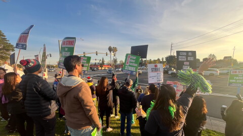 Striking nurses on the picket line in Santa Clara