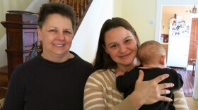 Jamie Ruppert, holding 3-month-old daughter Berlin, worries about the future of health care for her mother, Linda McDermott.