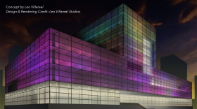  a drawing of how the light sculpture may look at the Figge Art Museum